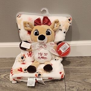 Rudolph My 1st Clarice Plush Toy and Blanket Set - White and Red